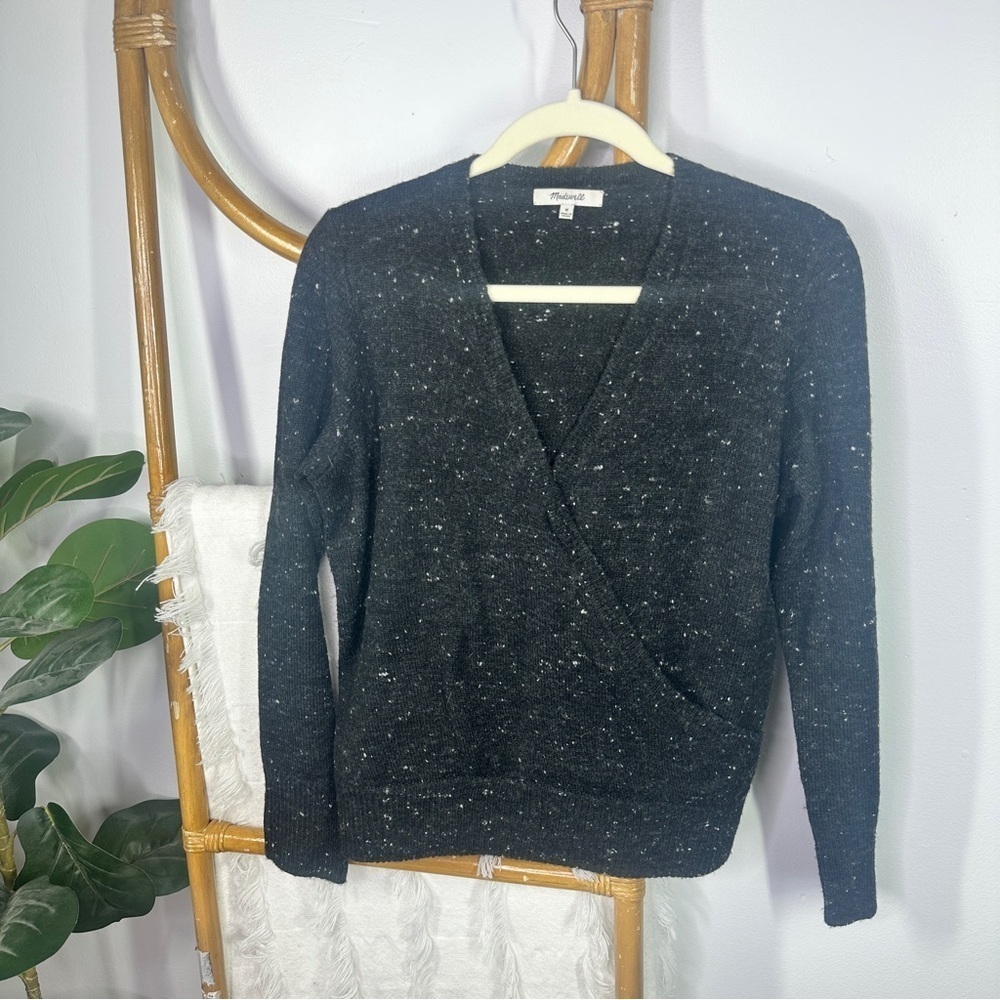 Madewell Donegal Wrap-Front Pullover Sweater in Coziest Yarn sz M